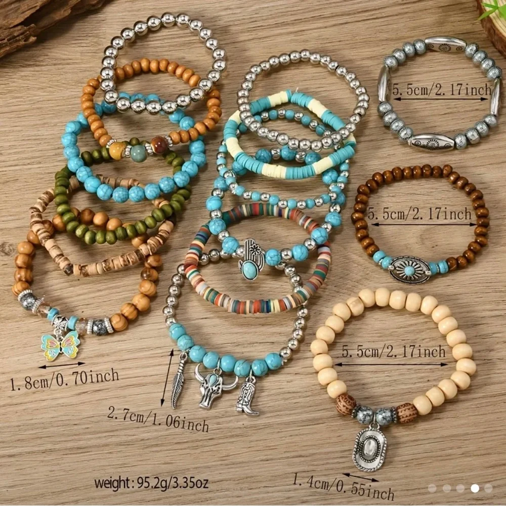 🔴 5 for $10 ONE Colorful Beaded Silver Stretchy Bracelet - Picture 6 of 16